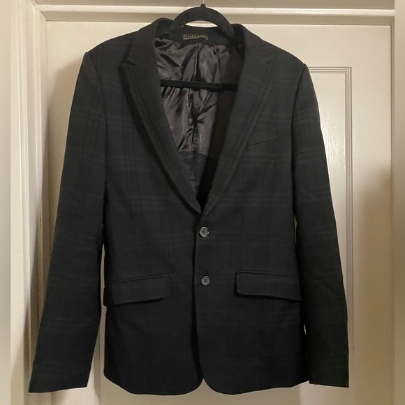 Zara Man Black Gingham Checker Pattern Cotton Wool Blend blazer suit jacket - Picture 15 of 15